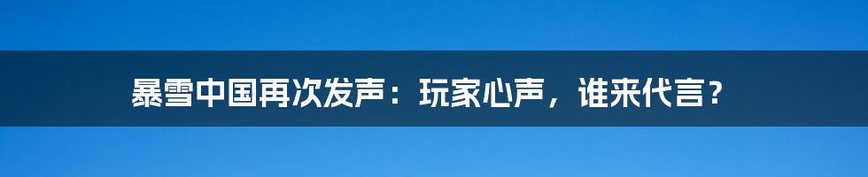 暴雪中国再次发声:玩家心声,谁来代言?