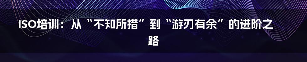ISO培训：从“不知所措”到“游刃有余”的进阶之路