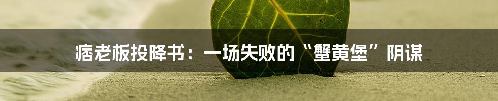 痞老板投降书:一场失败的“蟹黄堡”阴谋