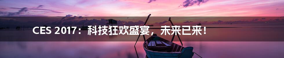 CES 2017:科技狂欢盛宴,未来已来!