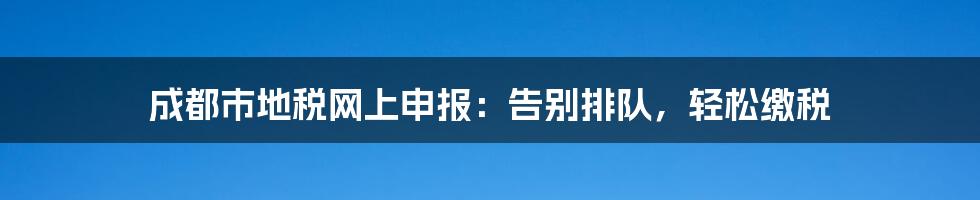 成都市地税网上申报:告别排队,轻松缴税