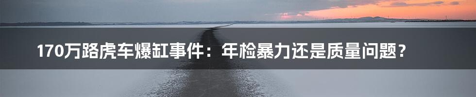 170万路虎车爆缸事件:年检暴力还是质量问题?