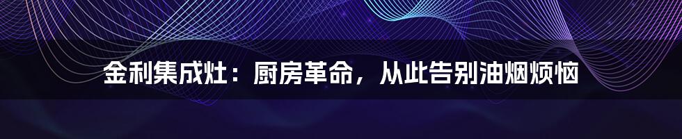 金利集成灶:厨房革命,从此告别油烟烦恼