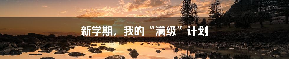 新学期,我的“满级”计划