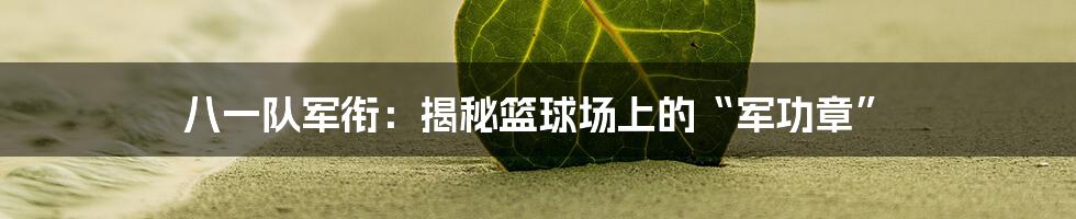 八一队军衔:揭秘篮球场上的“军功章”