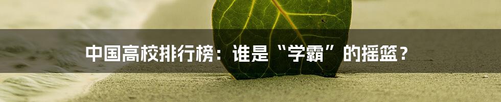 中国高校排行榜：谁是“学霸”的摇篮？