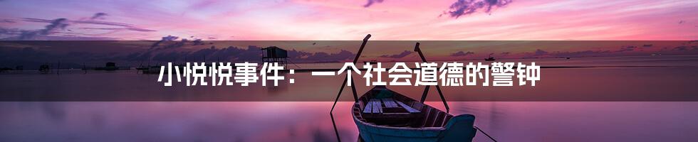 小悦悦事件:一个社会道德的警钟