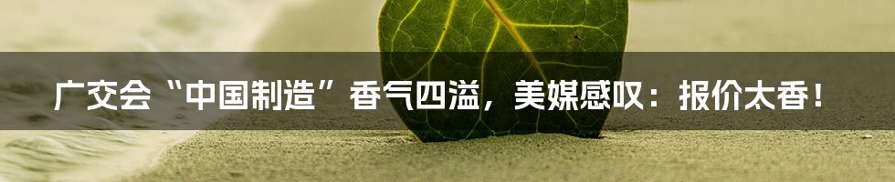 广交会“中国制造”香气四溢,美媒感叹:报价太香!