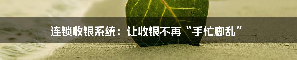 连锁收银系统:让收银不再“手忙脚乱”