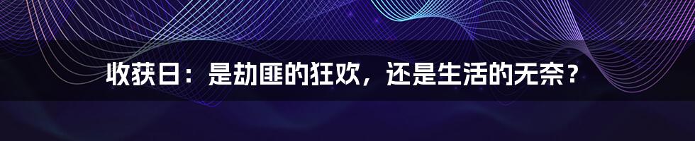 收获日：是劫匪的狂欢，还是生活的无奈？