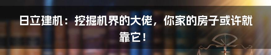 日立建机：挖掘机界的大佬，你家的房子或许就靠它！