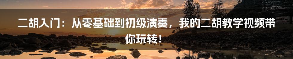 二胡入门:从零基础到初级演奏,我的二胡教学视频带你玩转!
