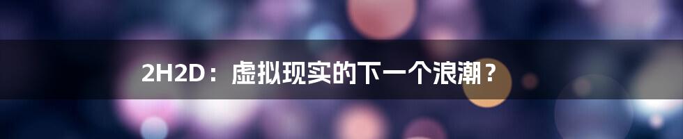 2H2D:虚拟现实的下一个浪潮?