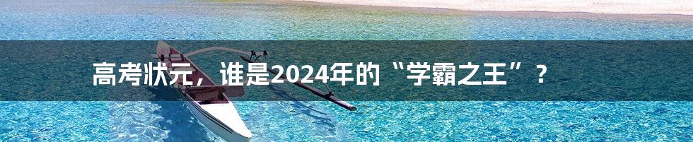 高考状元,谁是2024年的“学霸之王”?
