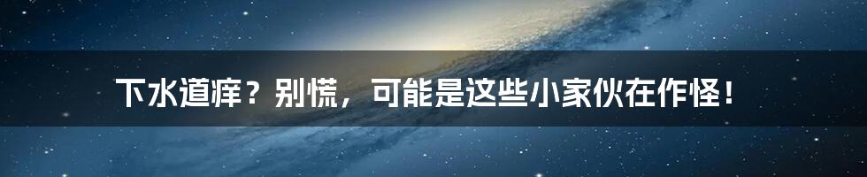 下水道痒?别慌,可能是这些小家伙在作怪!