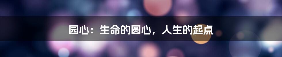 园心:生命的圆心,人生的起点