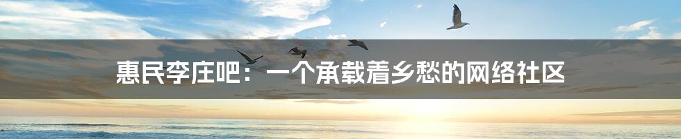 惠民李庄吧:一个承载着乡愁的网络社区