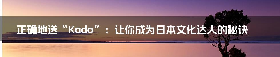 正确地送“Kado”:让你成为日本文化达人的秘诀