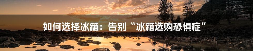 如何选择冰箱:告别“冰箱选购恐惧症”