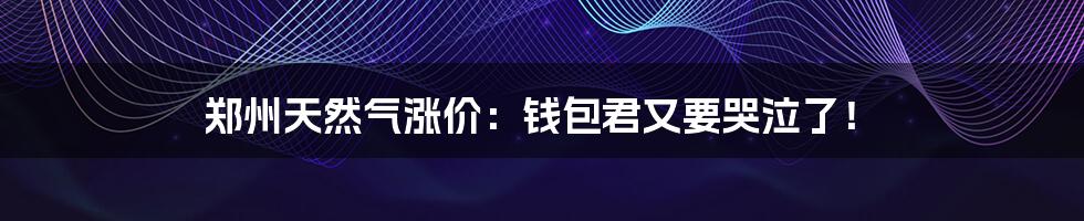 郑州天然气涨价:钱包君又要哭泣了!