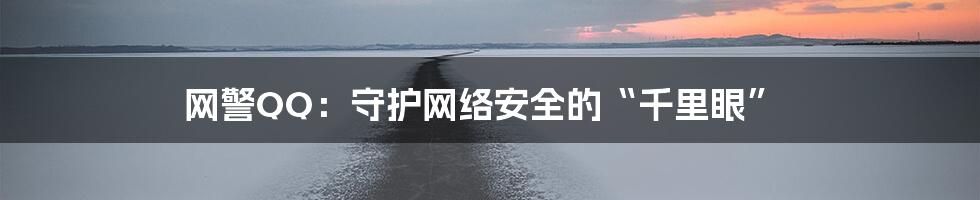 网警QQ:守护网络安全的“千里眼”