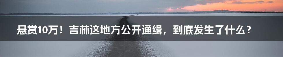 悬赏10万!吉林这地方公开通缉,到底发生了什么?