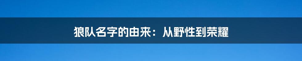 狼队名字的由来:从野性到荣耀