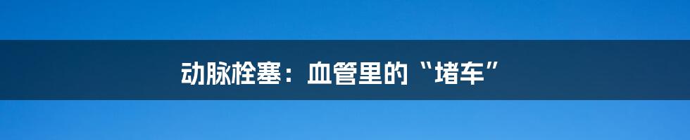 动脉栓塞：血管里的“堵车”