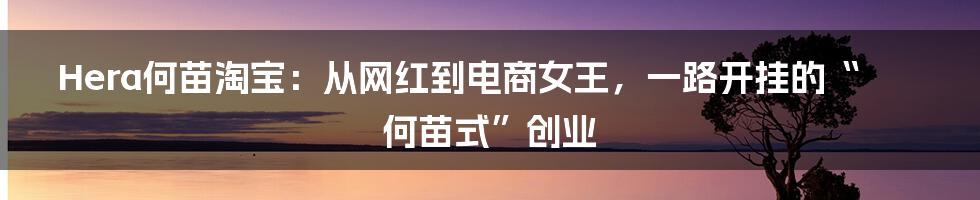 Hera何苗淘宝:从网红到电商女王,一路开挂的“何苗式”创业
