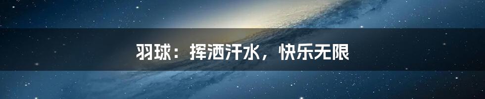 羽球：挥洒汗水，快乐无限