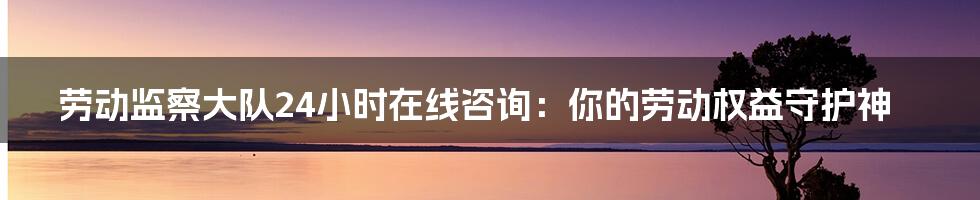 劳动监察大队24小时在线咨询:你的劳动权益守护神