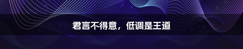 君言不得意,低调是王道