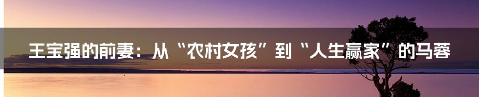 王宝强的前妻:从“农村女孩”到“人生赢家”的马蓉
