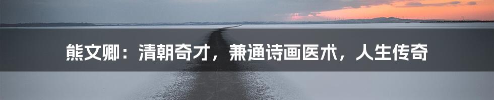 熊文卿:清朝奇才,兼通诗画医术,人生传奇