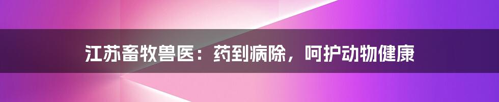 江苏畜牧兽医:药到病除,呵护动物健康
