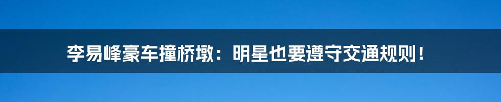 李易峰豪车撞桥墩:明星也要遵守交通规则!