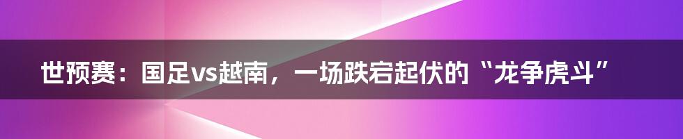 世预赛:国足vs越南,一场跌宕起伏的“龙争虎斗”