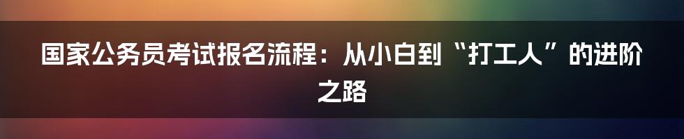 国家公务员考试报名流程：从小白到“打工人”的进阶之路