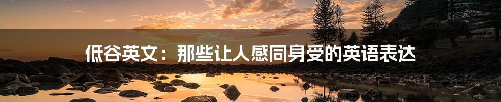 低谷英文：那些让人感同身受的英语表达