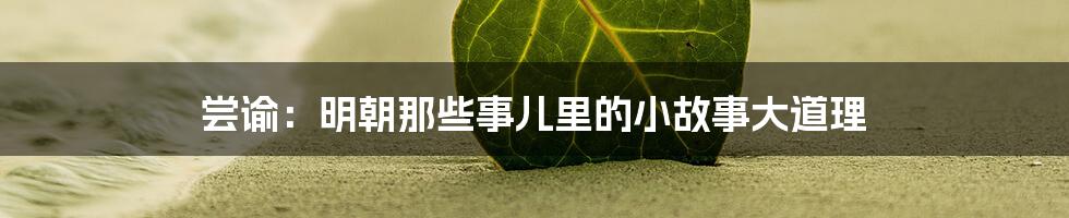 尝谕:明朝那些事儿里的小故事大道理