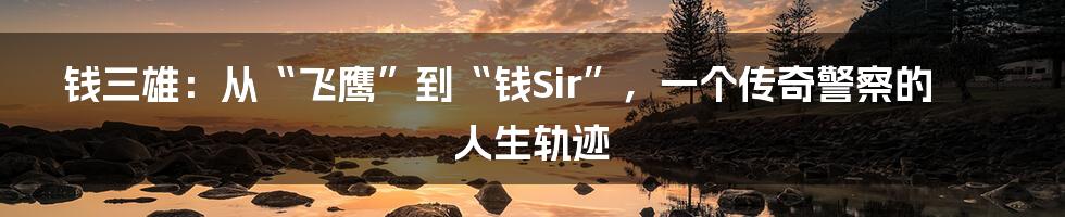 钱三雄:从“飞鹰”到“钱Sir”,一个传奇警察的人生轨迹