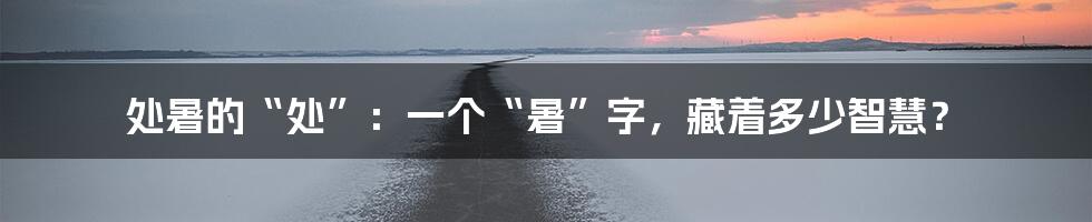 处暑的“处”:一个“暑”字,藏着多少智慧?