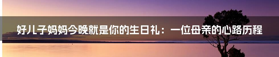 好儿子妈妈今晚就是你的生日礼:一位母亲的心路历程
