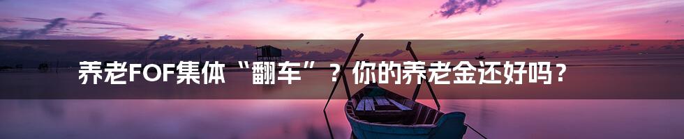 养老FOF集体“翻车”?你的养老金还好吗?