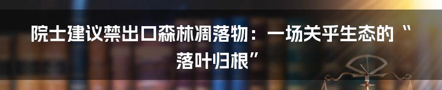 院士建议禁出口森林凋落物:一场关乎生态的“落叶归根”