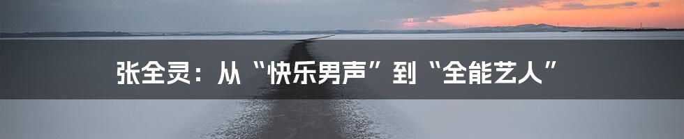张全灵:从“快乐男声”到“全能艺人”