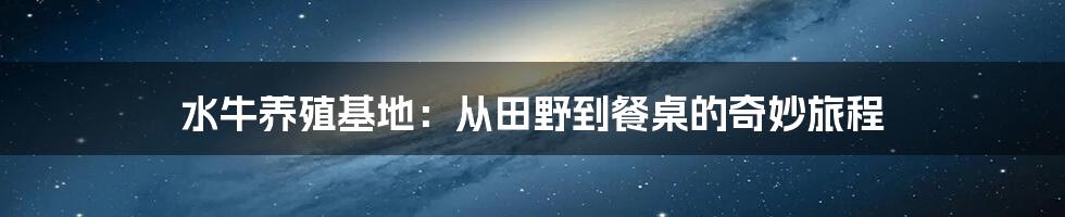 水牛养殖基地:从田野到餐桌的奇妙旅程