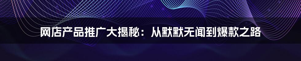 网店产品推广大揭秘:从默默无闻到爆款之路