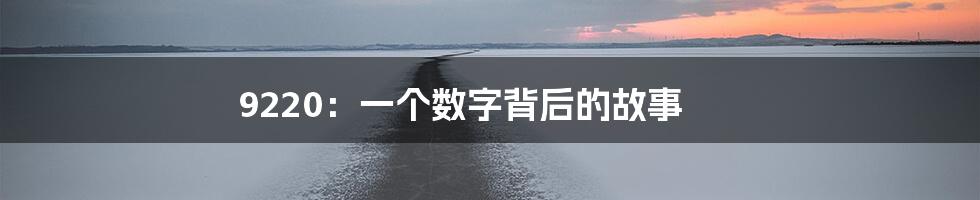 9220:一个数字背后的故事