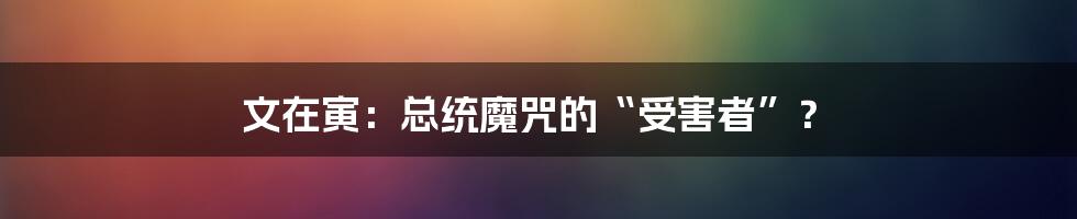 文在寅:总统魔咒的“受害者”?